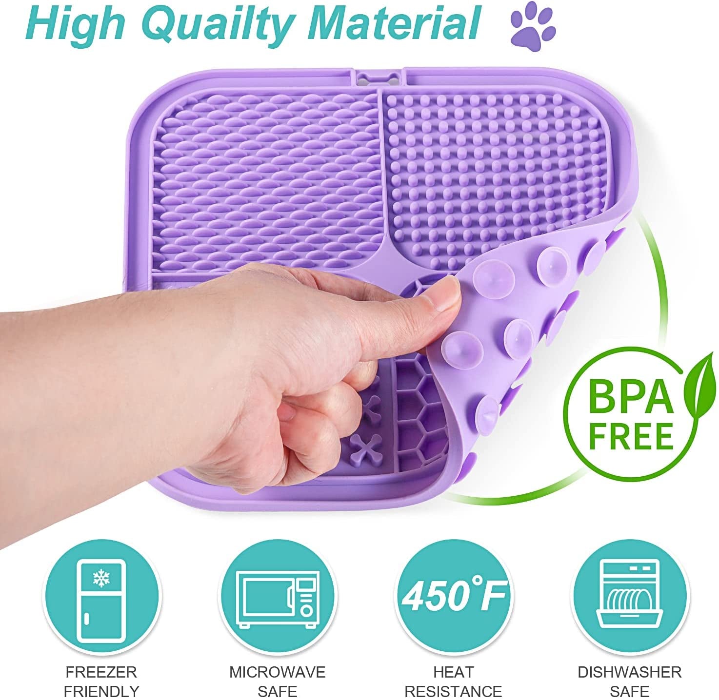 Lick Mat for Dogs & Cats 2 Pack with Suction Cups, Dog Lick Mat for Anxiety Relief, Dog Toys to Keep Them Busy, Peanut Butter Licking Pad for Boredom Reducer, Perfect for Bathing Grooming