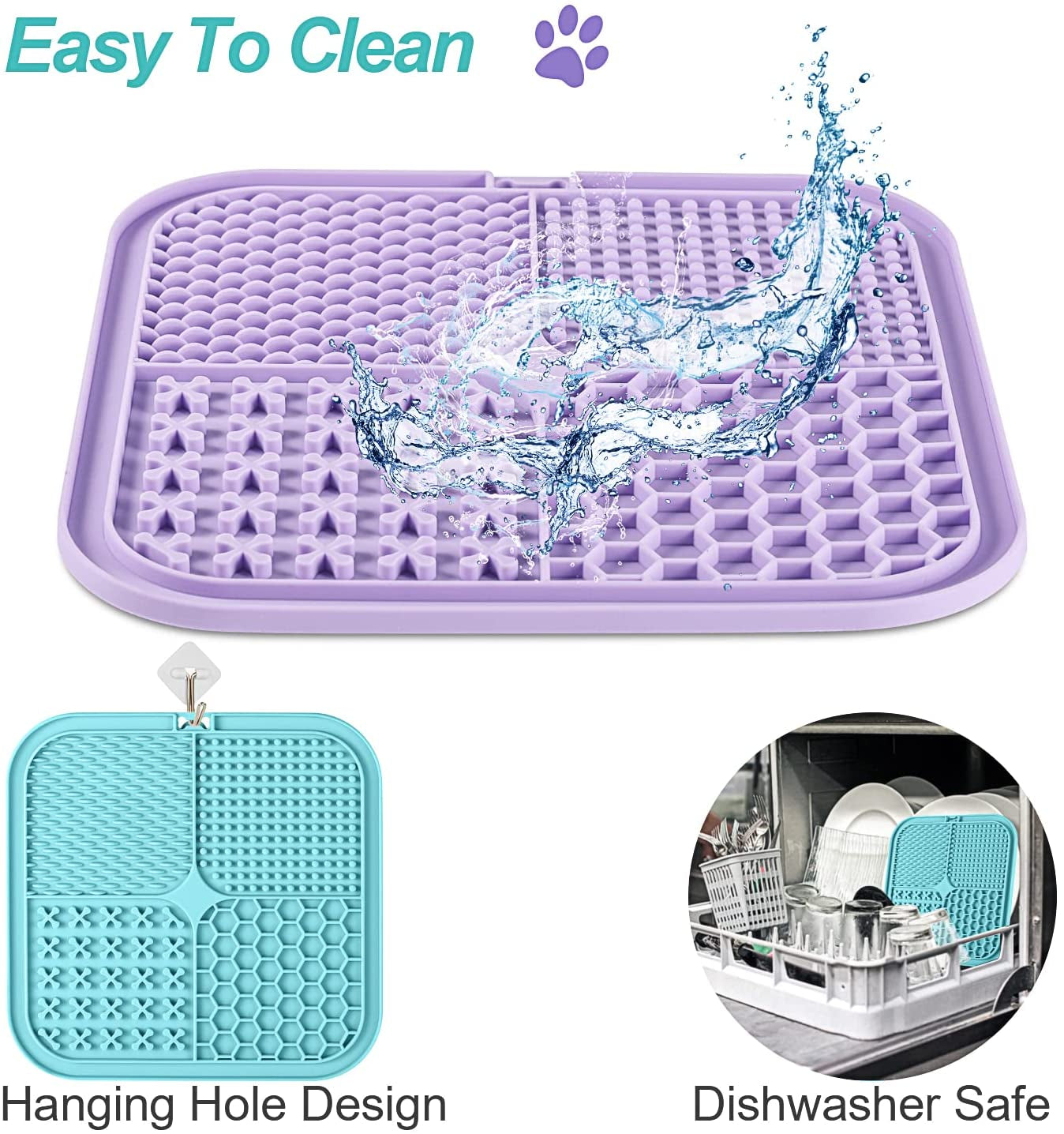 Lick Mat for Dogs & Cats 2 Pack with Suction Cups, Dog Lick Mat for Anxiety Relief, Dog Toys to Keep Them Busy, Peanut Butter Licking Pad for Boredom Reducer, Perfect for Bathing Grooming