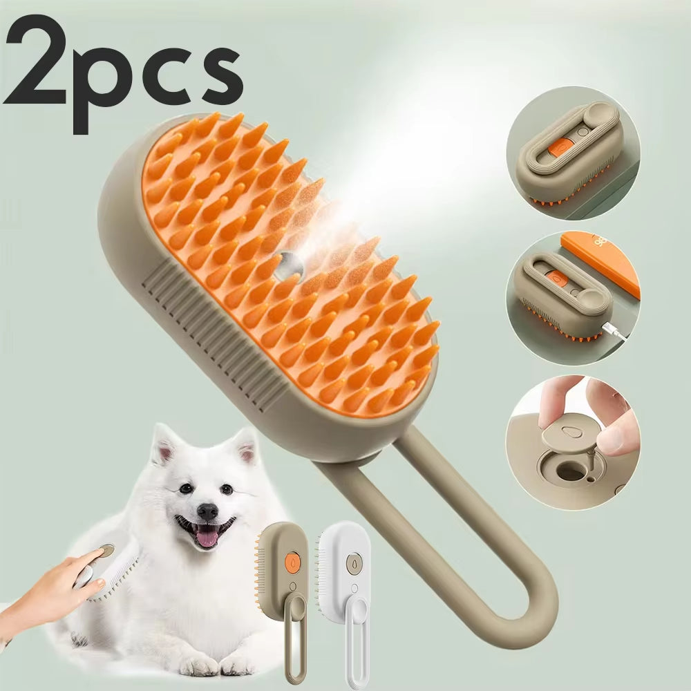 1~2Pcs Steam Pet Brush 3-In-1 Massage Dog Steamy Brush Spray Beauty Tangled and Loose Hair Removal Cats Grooming Comb Dogs