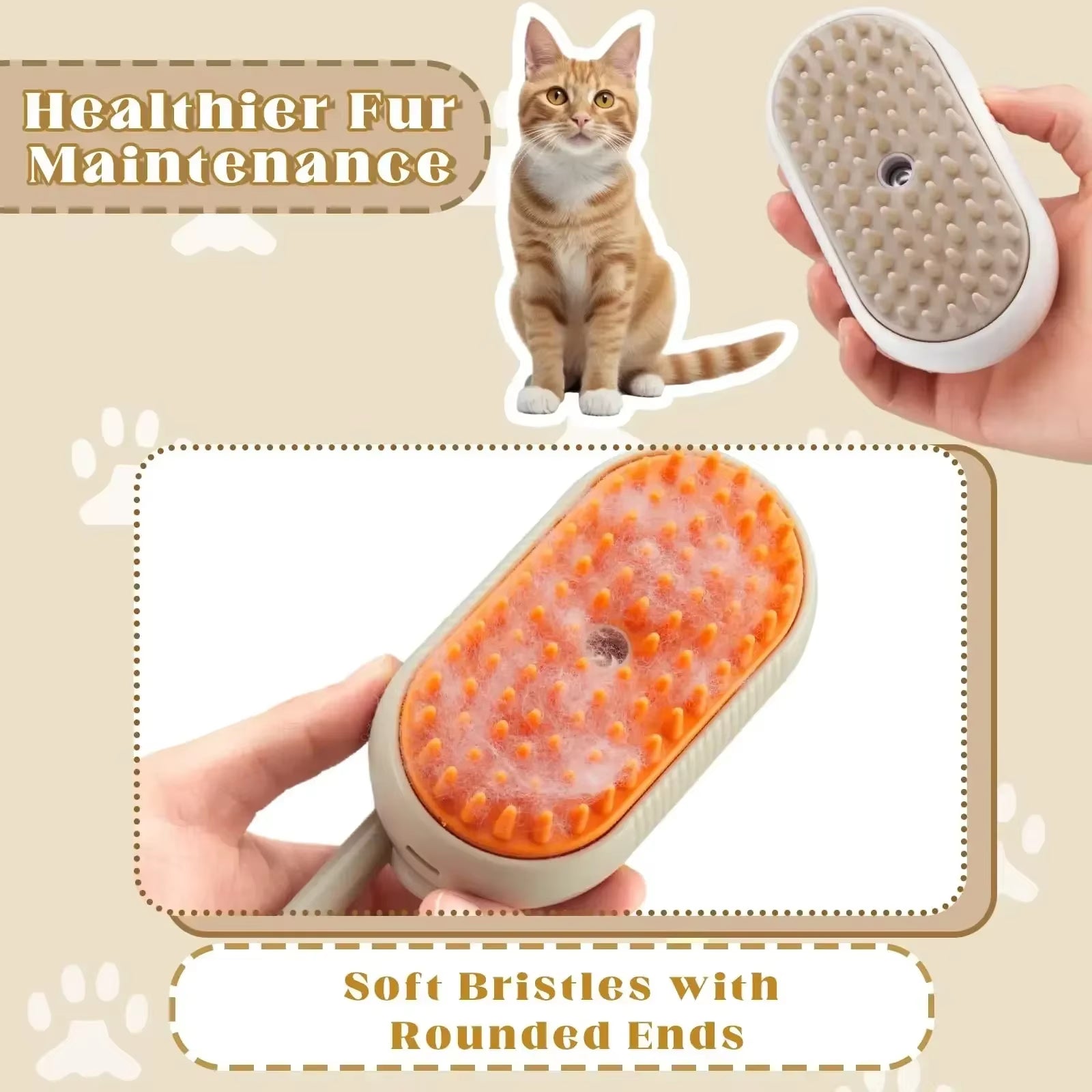 1~2Pcs Steam Pet Brush 3-In-1 Massage Dog Steamy Brush Spray Beauty Tangled and Loose Hair Removal Cats Grooming Comb Dogs