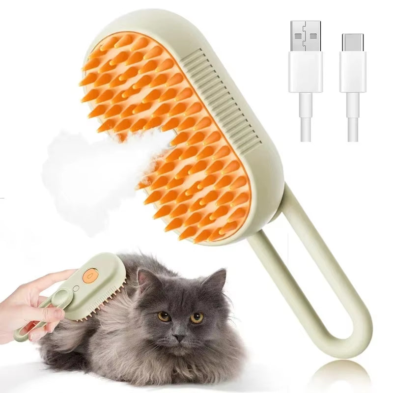 1~2Pcs Steam Pet Brush 3-In-1 Massage Dog Steamy Brush Spray Beauty Tangled and Loose Hair Removal Cats Grooming Comb Dogs