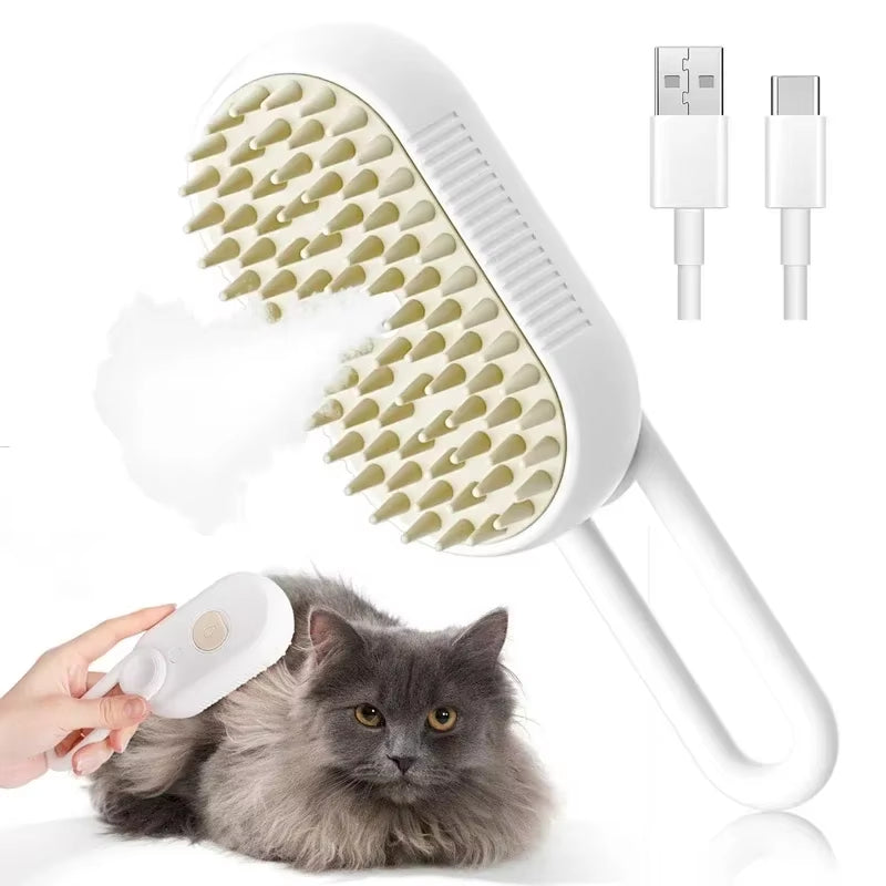 1~2Pcs Steam Pet Brush 3-In-1 Massage Dog Steamy Brush Spray Beauty Tangled and Loose Hair Removal Cats Grooming Comb Dogs